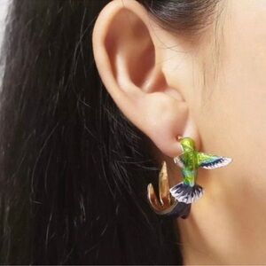 Hummingbird Earrings Hummingbird Enamel Multicolor  Earrings